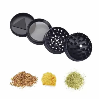 Champ High ⌀ 50 mm - grinder metalic cu lupă, din 4 piese (negru)