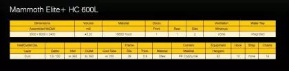 Mammoth Elite+ HC 600L - cort pentru cultivarea plantelor (3000 x 6000 x 2400mm)