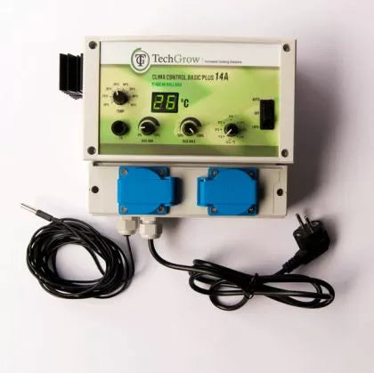 TechGrow Clima Control Basic Plus 7A - Цифров Контролер за Температура, Мин. и Макс. скорост, и Хистерезис (2 вентилатора)