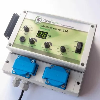 TechGrow Clima Control Basic Plus 7A - Цифров Контролер за Температура, Мин. и Макс. скорост, и Хистерезис (2 вентилатора)