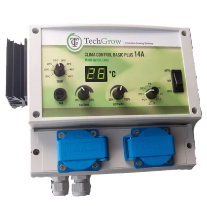 TechGrow Clima Control Basic Plus 7A - Цифров Контролер за Температура, Мин. и Макс. скорост, и Хистерезис (2 вентилатора)