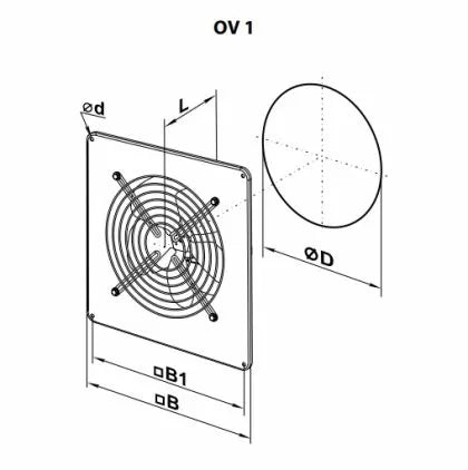 Ventilator axial VENTS OV1 150, 180 m3/h, de joasă presiune, pentru perete