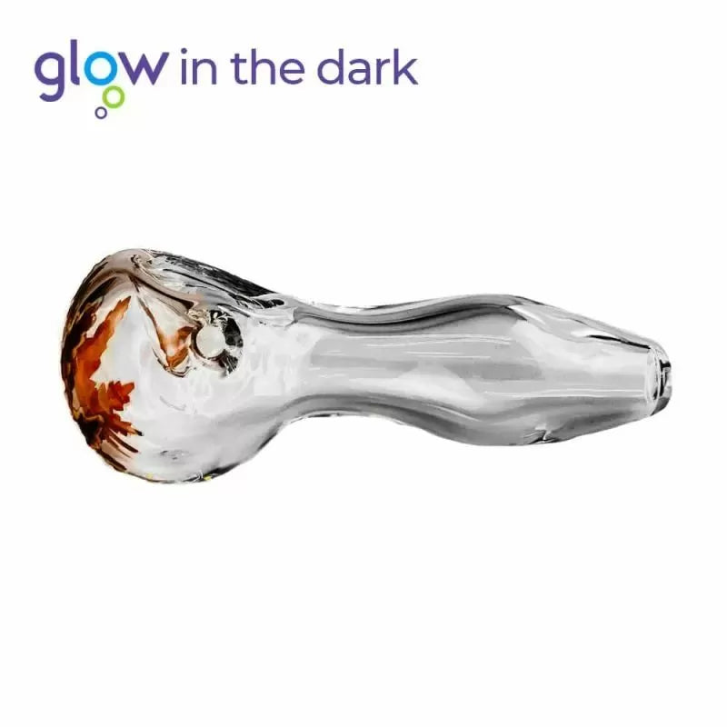 Pipă de sticlă cu frunză 10 cm, luminează în întuneric