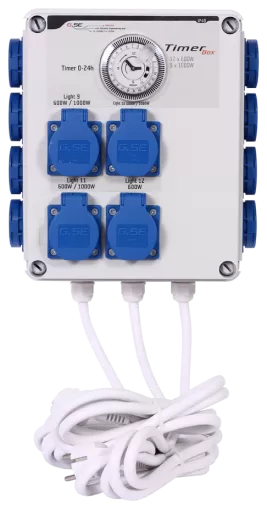 G-Systems Timer Box 12x600W - Timer Box with 12 Lamp Sockets, 3 Circuits